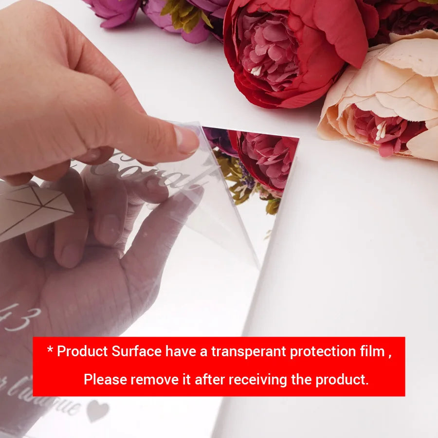 Horizontal Style Personalized Acrylic Mirror Diamond Design Cover Wedding Signature Guestbook Custom Check in Book