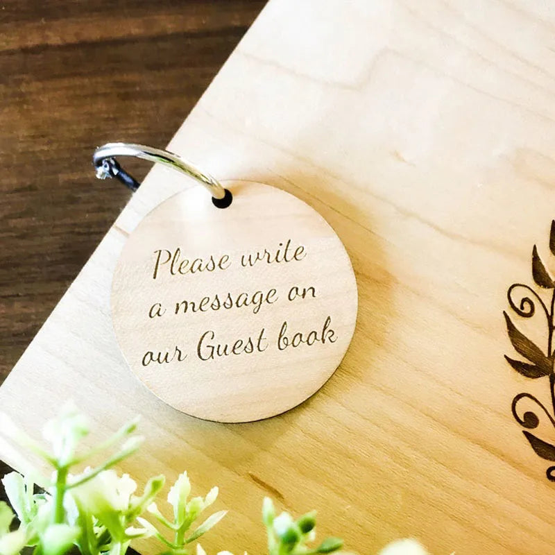 Personalised Engraved "Leaf Design" Wedding Guest Book, Custom Wooden Engagement Guest Book Bridal Favor Gift