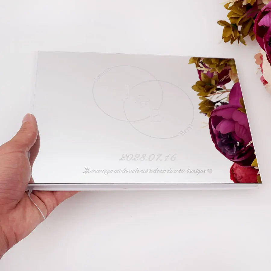 Wedding Personalized Acrylic Mirror Marriage Guest-Book Custom Engagement Memorial Bridal Shower Book
