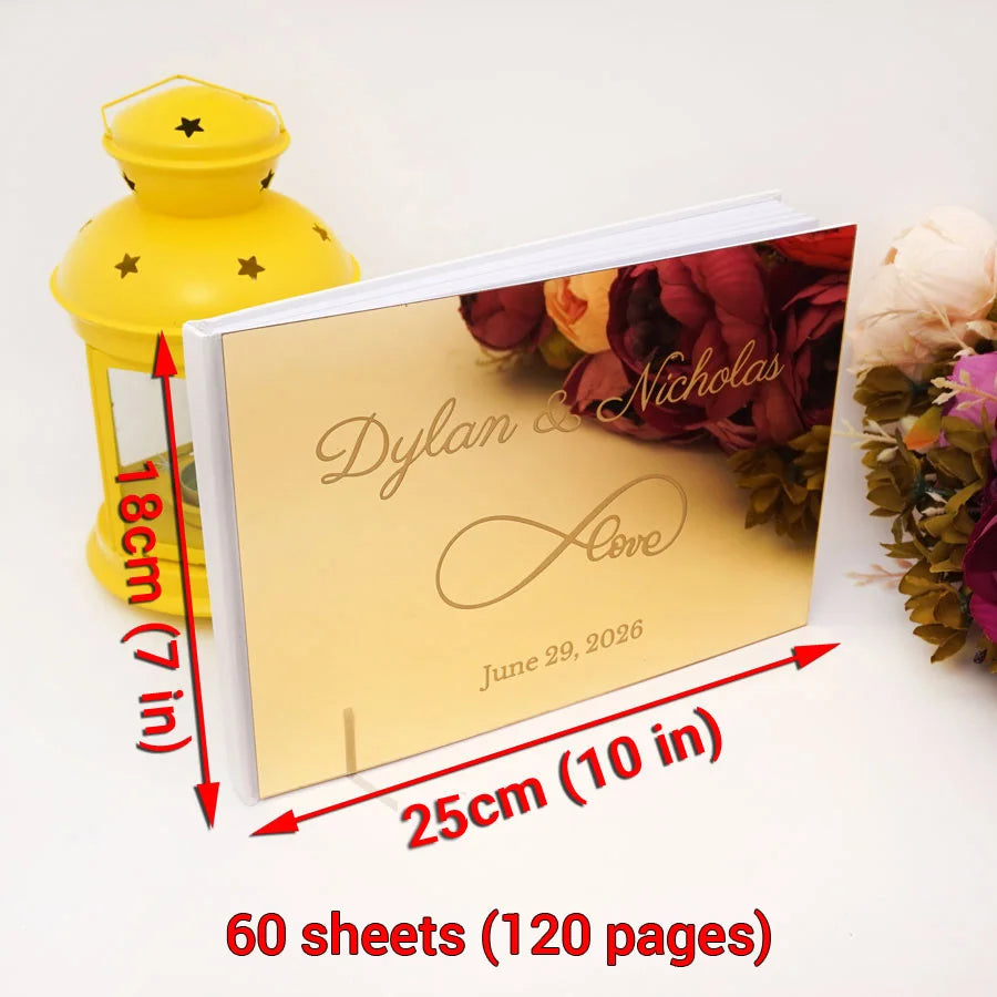 25x18cm Eternal Love Style Personalized Acrylic Mirror Cover Wedding Book Custom Signature Guest Book Party Favors Photo Album