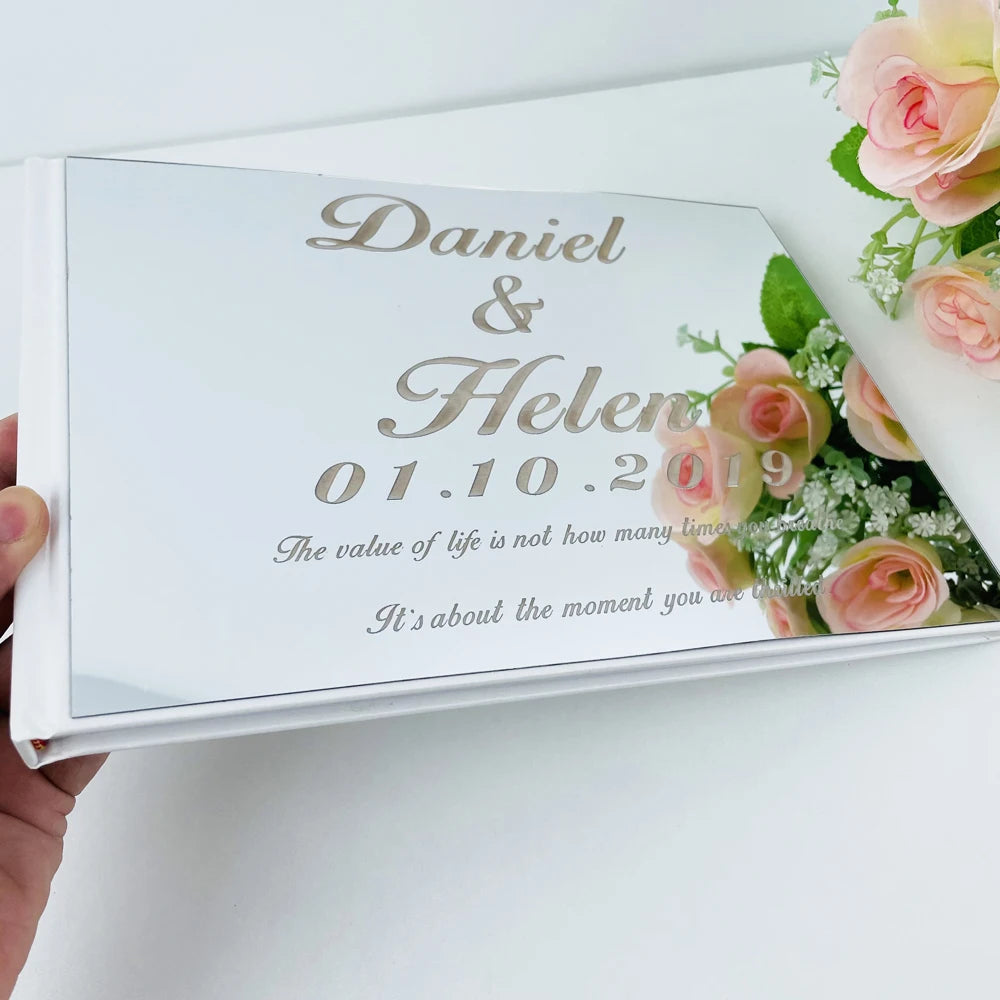 Personalized Guestbook Wedding Signature Acrylic Mirror Guest Book Custom Groom Bride Name Guestbook Event Party Gift