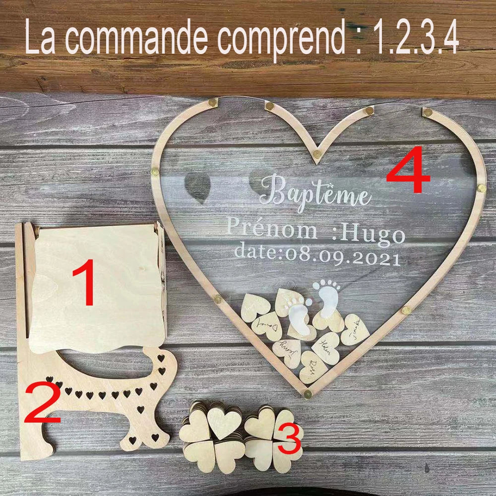 Personalized  Signature Baptism Guest book Kids Name Date Baptême For Baptism Party Decoration Batby Shower