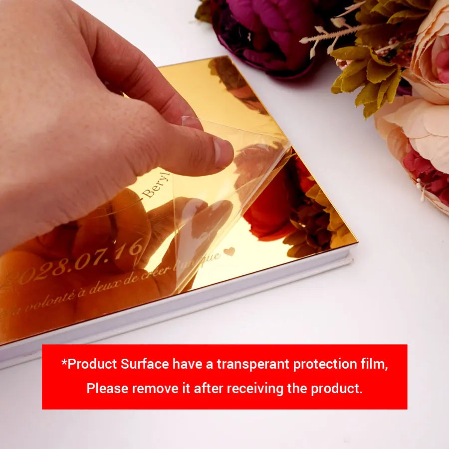 Wedding Personalized Acrylic Mirror Marriage Guest-Book Custom Engagement Memorial Bridal Shower Book