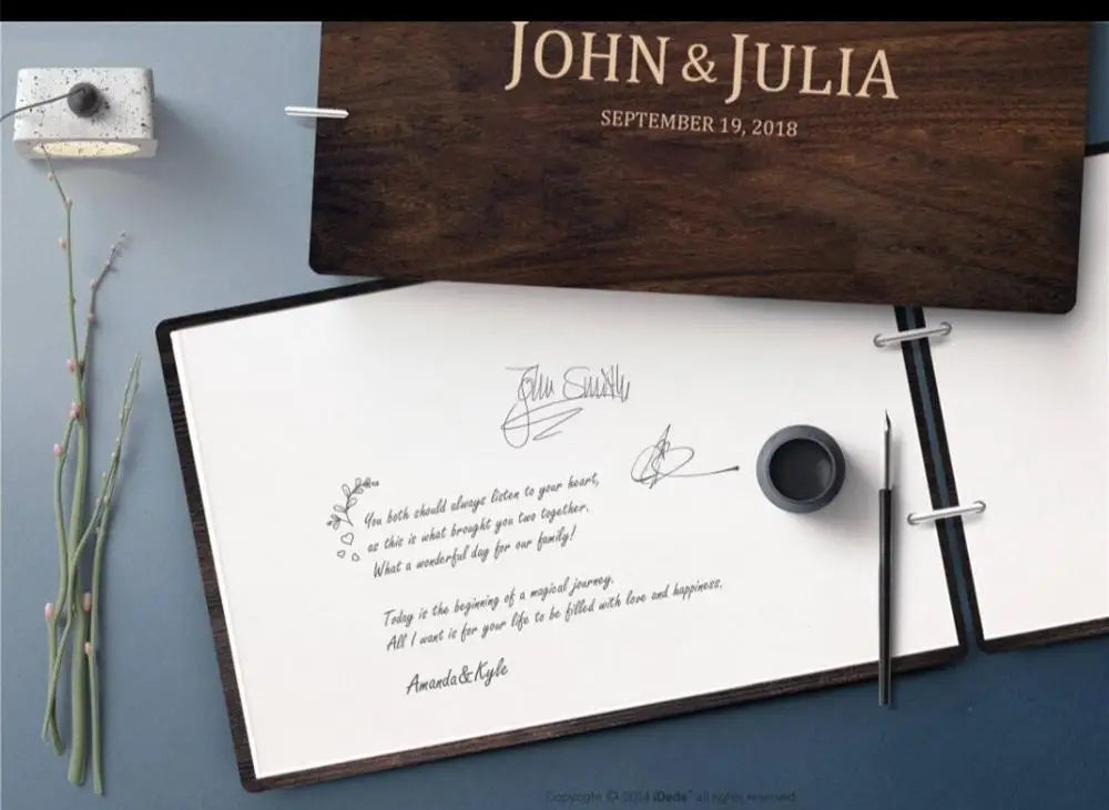 Personalized A4 Wedding Guest Book Rustic Wedding Guestbook Wood Guest Book Engagement Anniversary Gift Wedding Sign Book