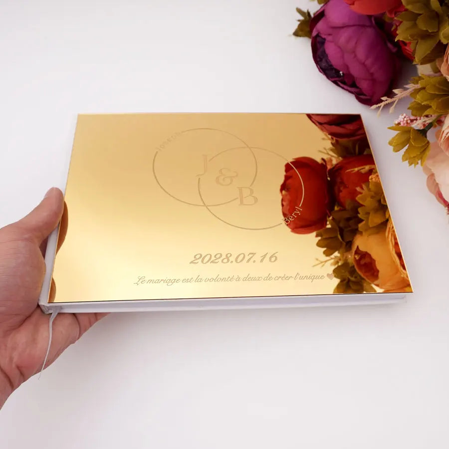 Wedding Personalized Acrylic Mirror Marriage Guest-Book Custom Engagement Memorial Bridal Shower Book