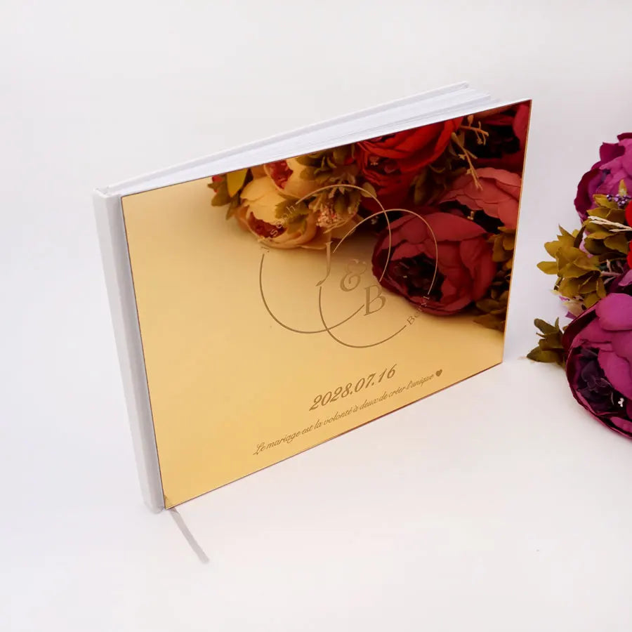 Wedding Personalized Acrylic Mirror Marriage Guest-Book Custom Engagement Memorial Bridal Shower Book