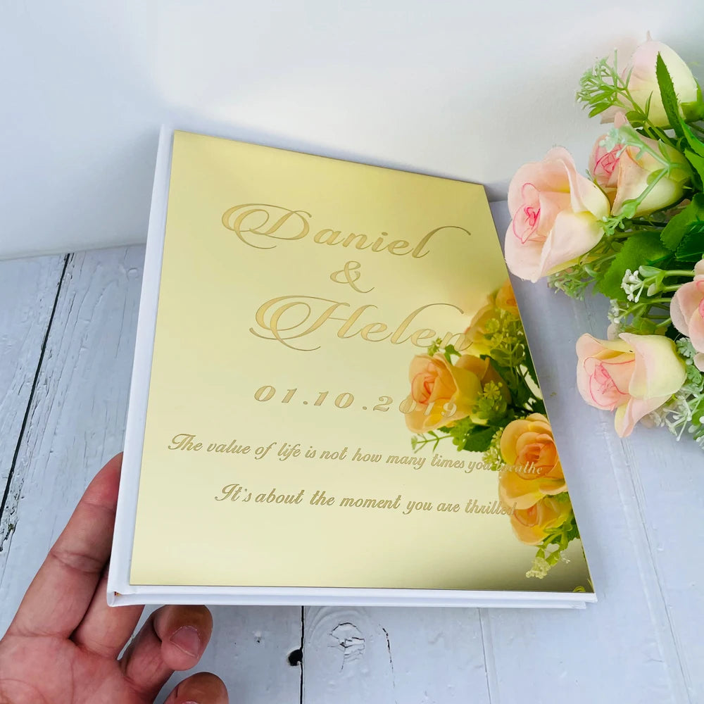 Personalized Guestbook Wedding Signature Acrylic Mirror Guest Book Custom Groom Bride Name Guestbook Event Party Gift