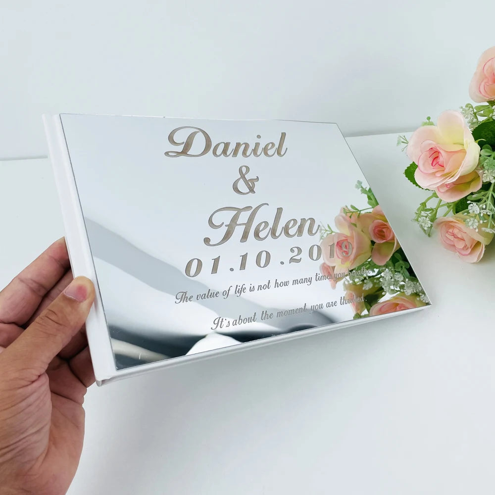 Personalized Guestbook Wedding Signature Acrylic Mirror Guest Book Custom Groom Bride Name Guestbook Event Party Gift