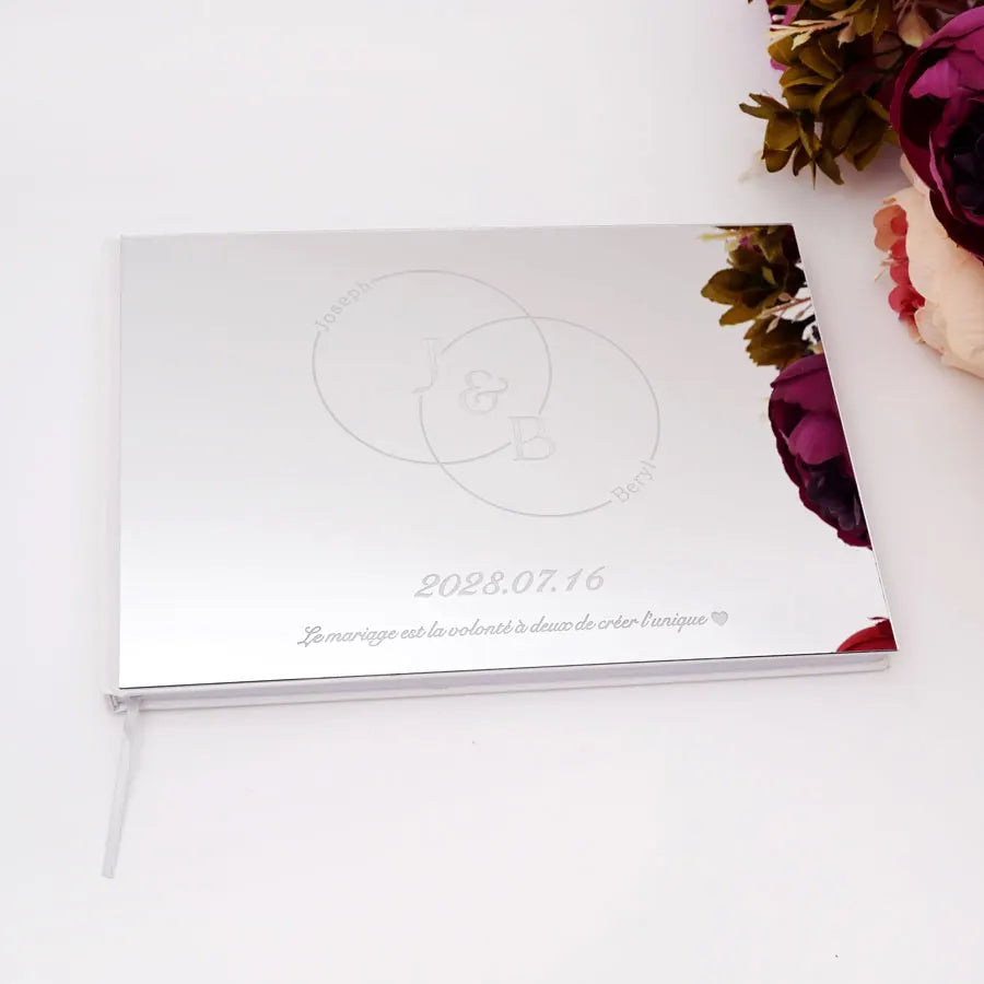 Wedding Personalized Acrylic Mirror Marriage Guest-Book Custom Engagement Memorial Bridal Shower Book
