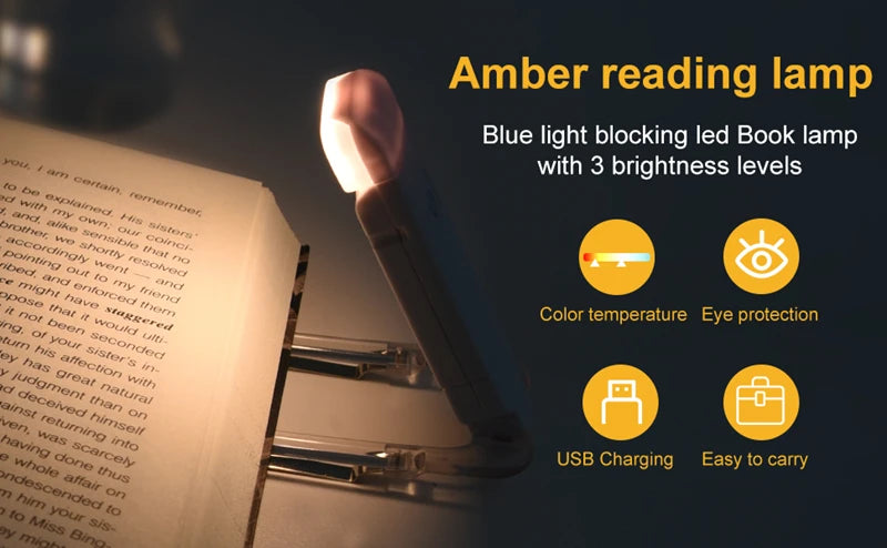 LED USB Rechargeable Book Light Reading Light Eye Protection Night Light Portable Clip Desk Light Bookmark Read Light Night Lamp