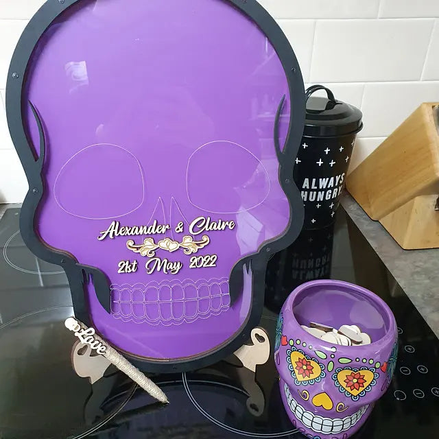 Wedding Guest Book, Alternative Guestbook, Skull Drop Box, Dia De Muertos Themed, Halloween Theme, Drop Top, Dropbox, Wedding