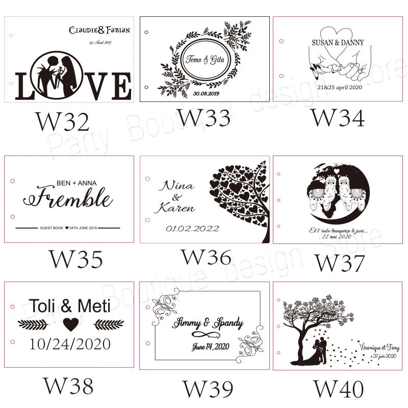 Personalized Wedding Guest Book, Wedding Photo Album Gift Custom Bride & Groom Wooden Kraft Guest Book