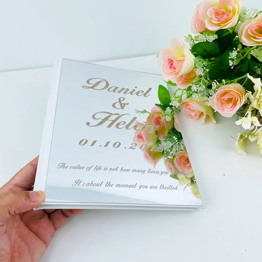 Personalized Guestbook Wedding Signature Acrylic Mirror Guest Book Custom Groom Bride Name Guestbook Event Party Gift