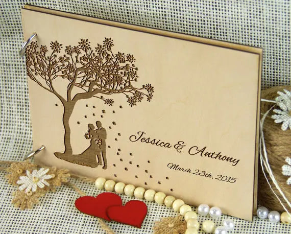 Personalized Wedding Anniversary Bridal Shower Guest Book Gift for Couple Memory Book Wedding Keepsake Advice Book Photo Prop