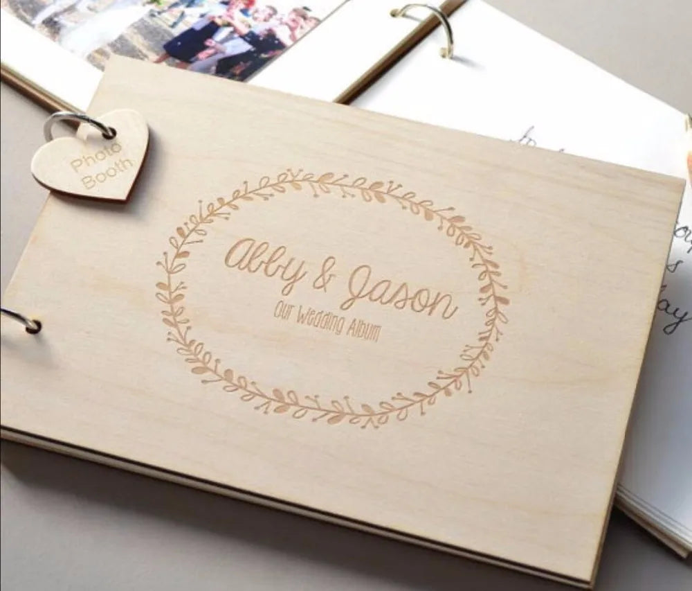 Rustic Wedding Guestbook Engraved Wedding Guest Book  Personalized Wooden Guestbook