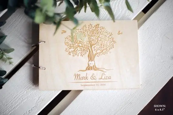 Rustic Wedding Guestbook Engraved Wedding Guest Book  Personalized Wooden Guestbook