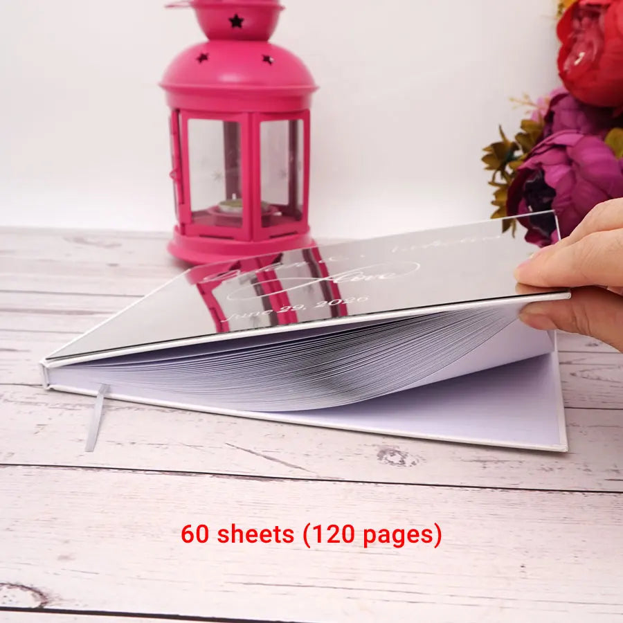 25x18cm Eternal Love Style Personalized Acrylic Mirror Cover Wedding Book Custom Signature Guest Book Party Favors Photo Album