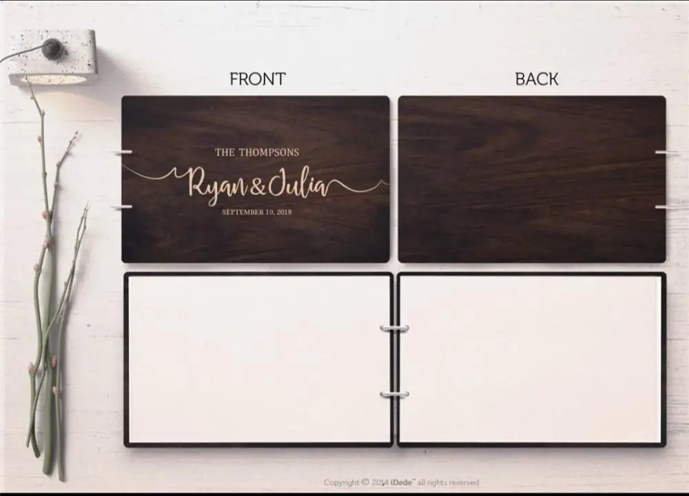 Personalized A4 Wedding Guest Book Rustic Wedding Guestbook Wood Guest Book Engagement Anniversary Gift Wedding Sign Book