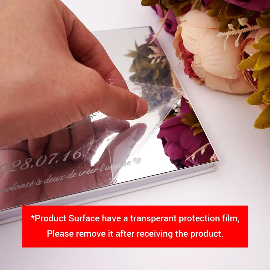 Wedding Personalized Acrylic Mirror Marriage Guest-Book Custom Engagement Memorial Bridal Shower Book