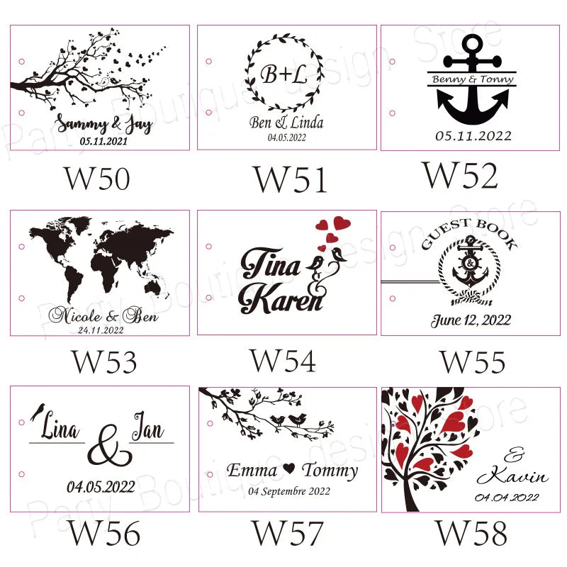 Personalized Wedding Guest Book, Wedding Photo Album Gift Custom Bride & Groom Wooden Kraft Guest Book