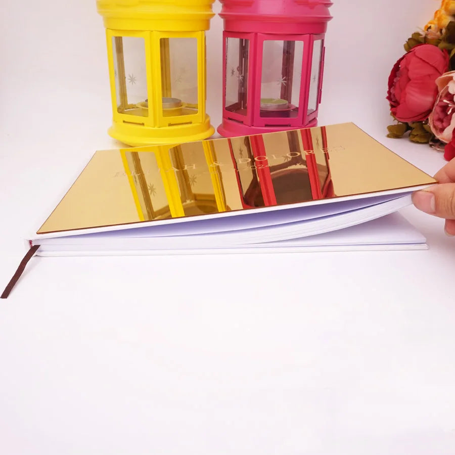 25x18cm Custom Horizontal Acrylic Mirror Silver Gold Guest Book Personalized Name Wedding Party Decoration