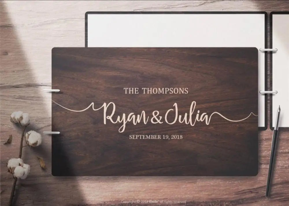 Personalized A4 Wedding Guest Book Rustic Wedding Guestbook Wood Guest Book Engagement Anniversary Gift Wedding Sign Book