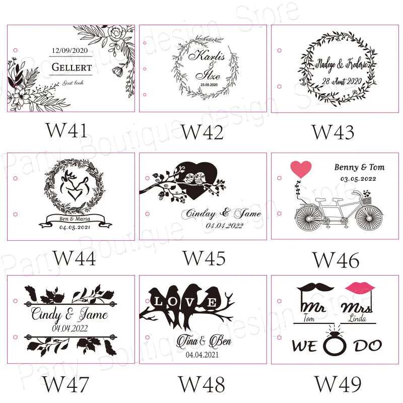 Personalized Wedding Guest Book, Wedding Photo Album Gift Custom Bride & Groom Wooden Kraft Guest Book