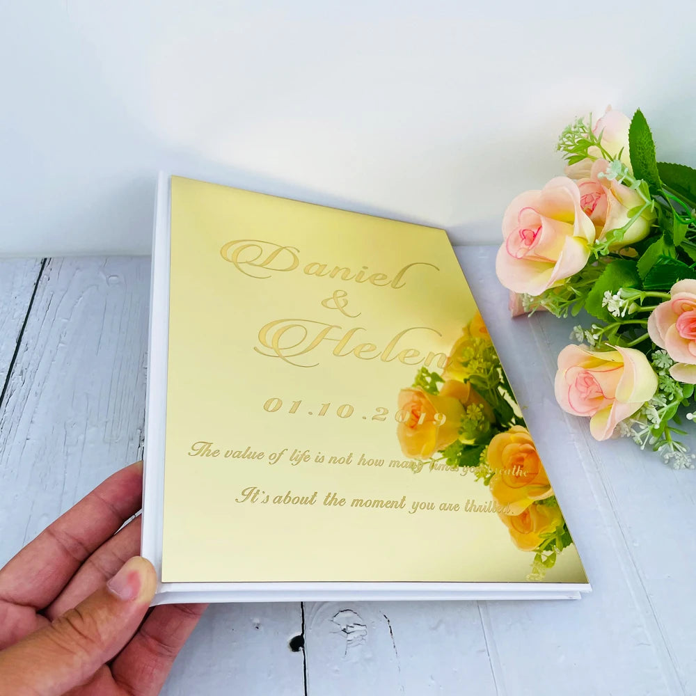 Personalized Guestbook Wedding Signature Acrylic Mirror Guest Book Custom Groom Bride Name Guestbook Event Party Gift