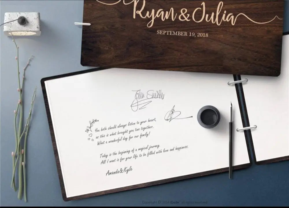 Personalized A4 Wedding Guest Book Rustic Wedding Guestbook Wood Guest Book Engagement Anniversary Gift Wedding Sign Book