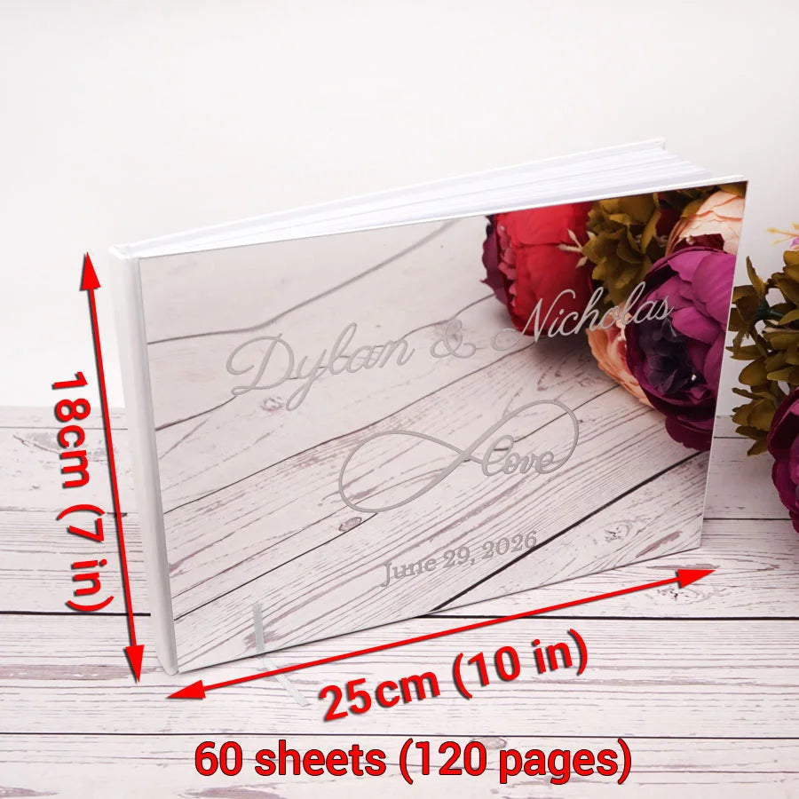 25x18cm Eternal Love Style Personalized Acrylic Mirror Cover Wedding Book Custom Signature Guest Book Party Favors Photo Album