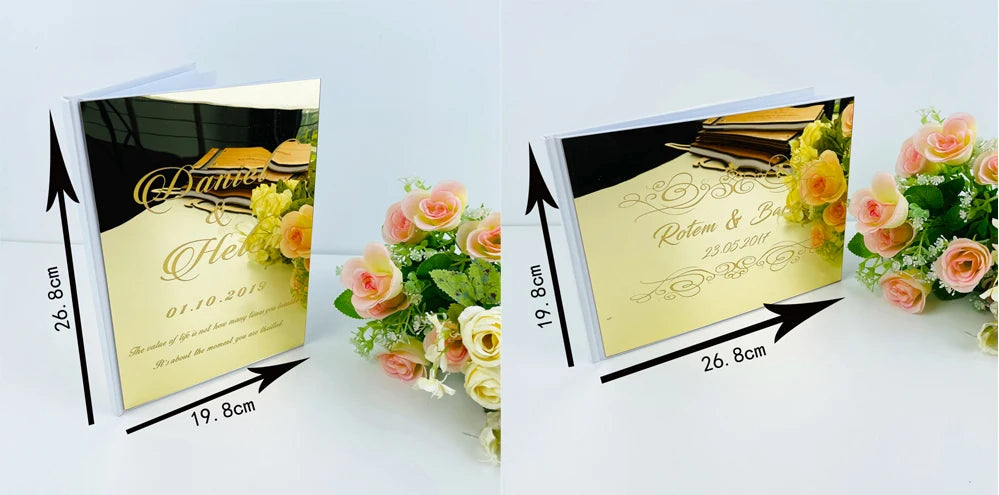 Personalized Guestbook Wedding Signature Acrylic Mirror Guest Book Custom Groom Bride Name Guestbook Event Party Gift