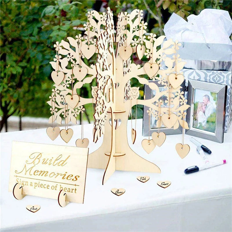 Wedding Guest Book Alternative - Wedding Decor-Drop Heart Guestbook New Wooden Heart-Shaped Guest Drop Box 60 Hearts Box