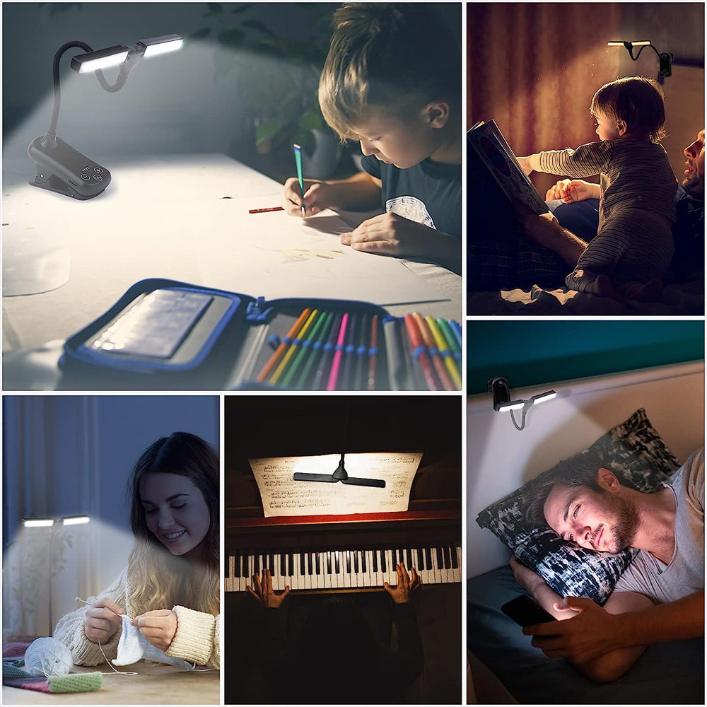 14 LED Clip On Book Light 3 Colors 8 Brightness Usb Rechargeable Night Light Portable Reading Light Book Lamp Mini Desk Lamp