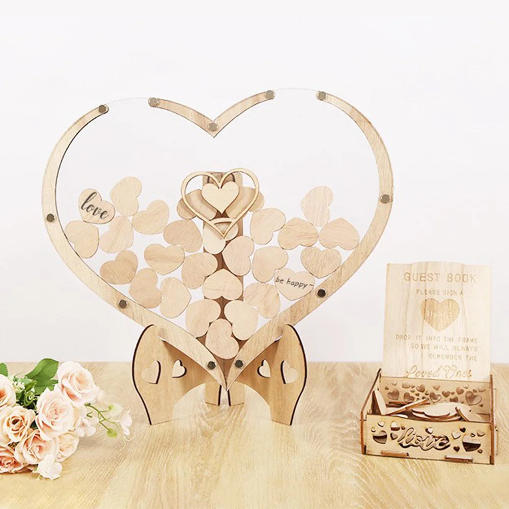 Wedding Guest Book Drop Heart-shape Guest Book Transparent Wedding Love Acrylic Guest Book Personalized Name Signature Drop Box