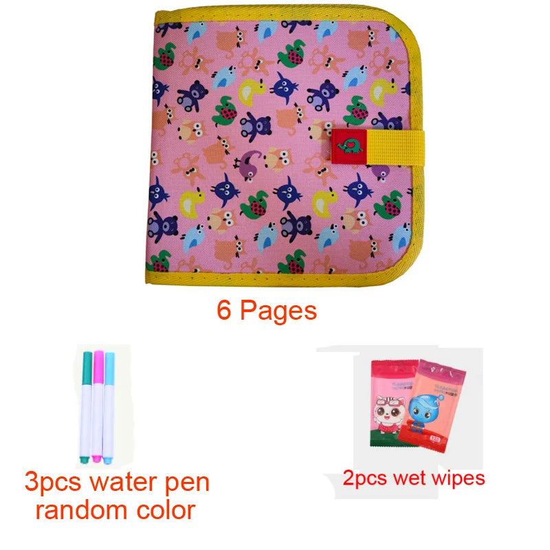 Cute Erasable Portable Graffiti Book Reusable Cartoon Doodle Book Writing Painting Set Trip