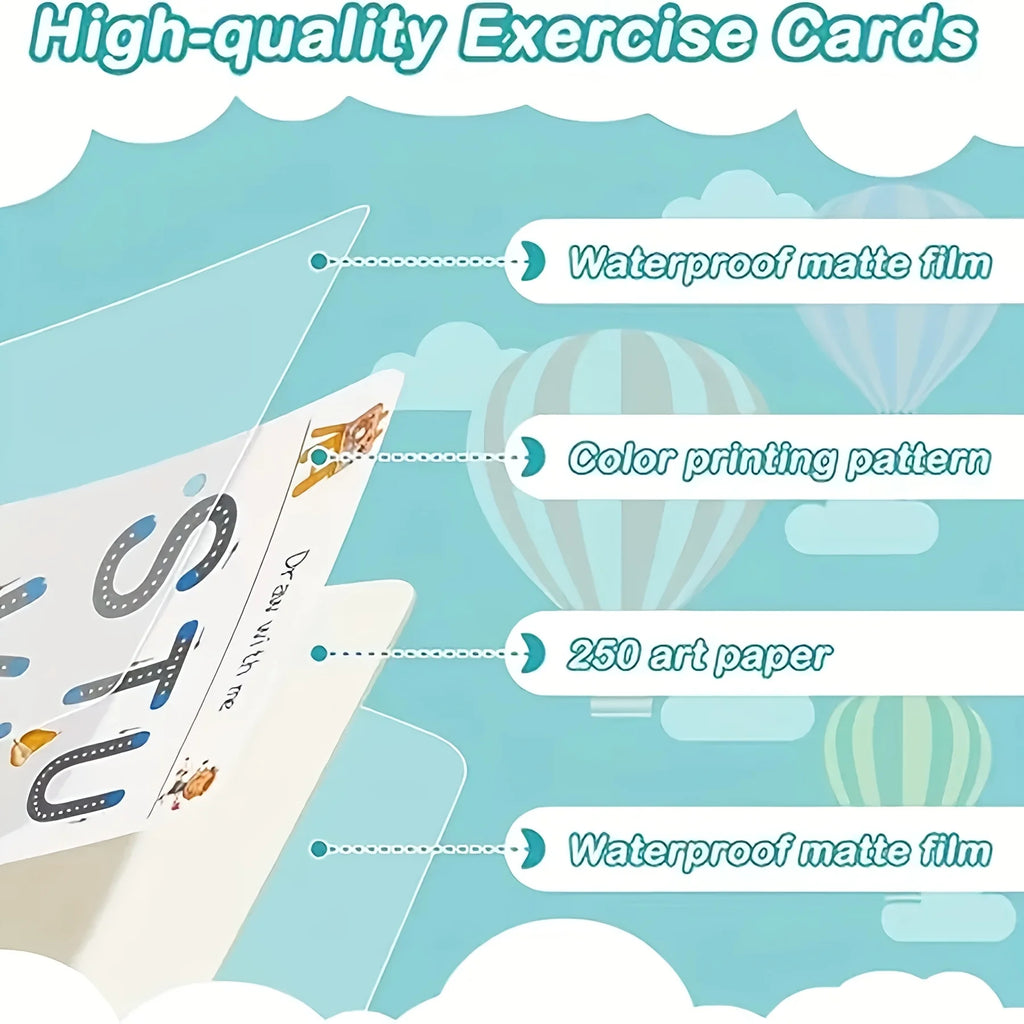 36pages Reusable Kids' Writing Book - Erasable Practice for Ages 3-6, Durable Training Workbook