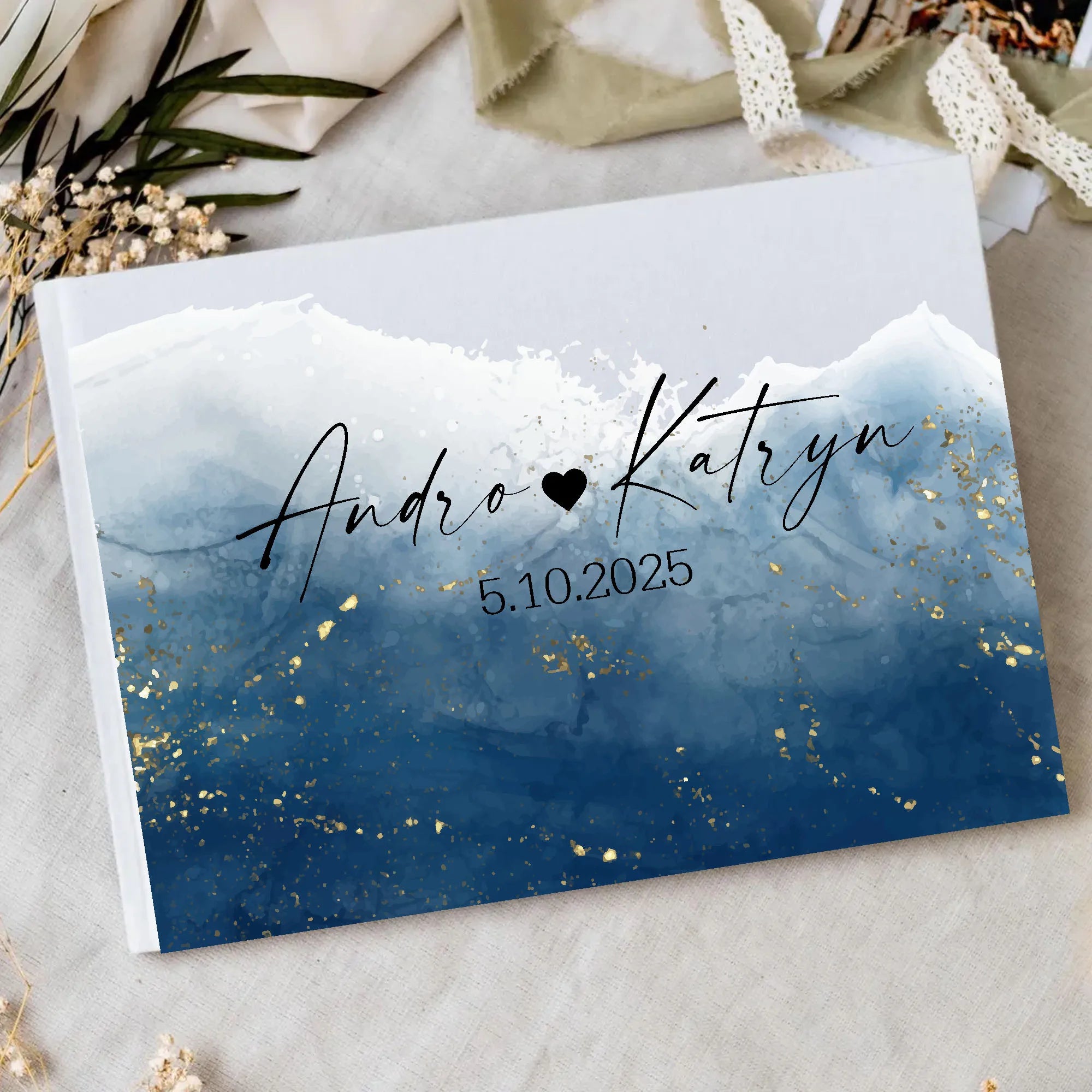 Personalized Wedding White Guest Book, Custom Elegant Mr and Mrs, Wedding Decoration, Message Book, Album Photo, Mariage Gifts