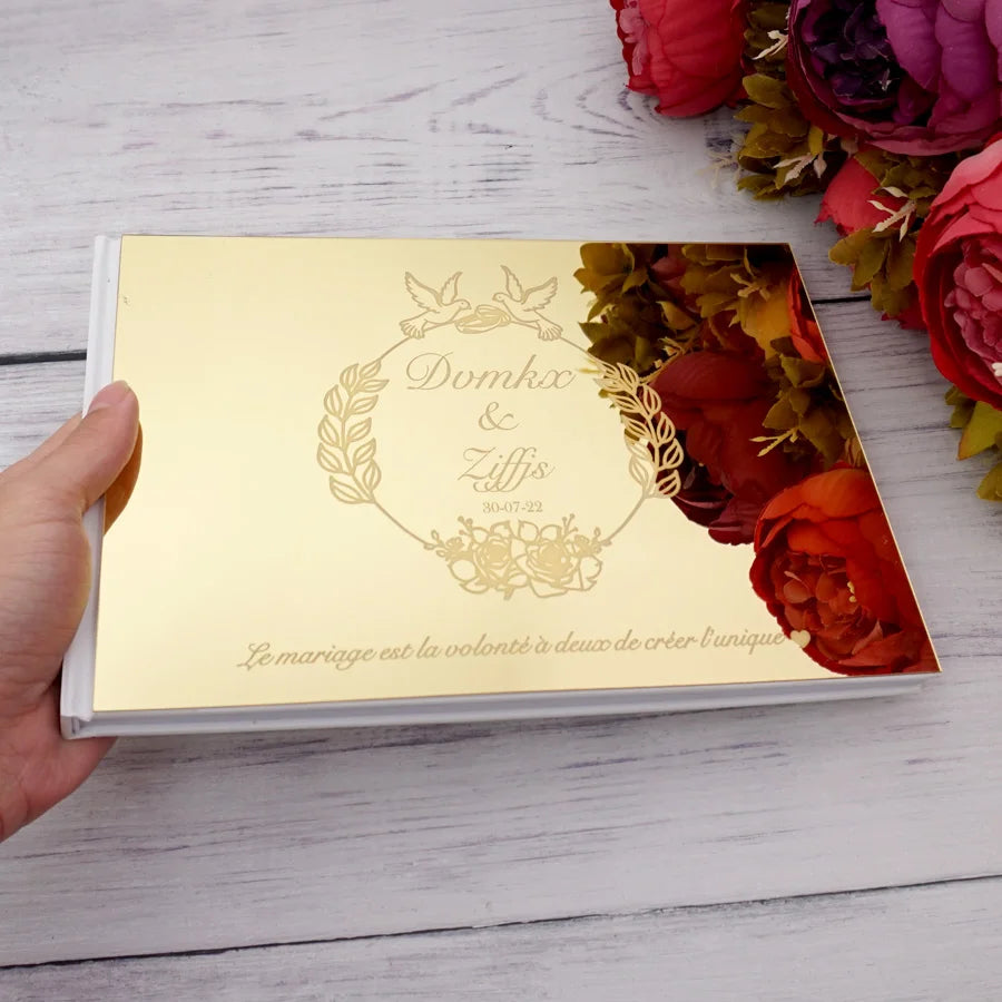 Personalized Signature Guest Book Custom Acrylic Mirror Bride & Groom Name Wedding Gift Bridal Shower Festive Party Supplies