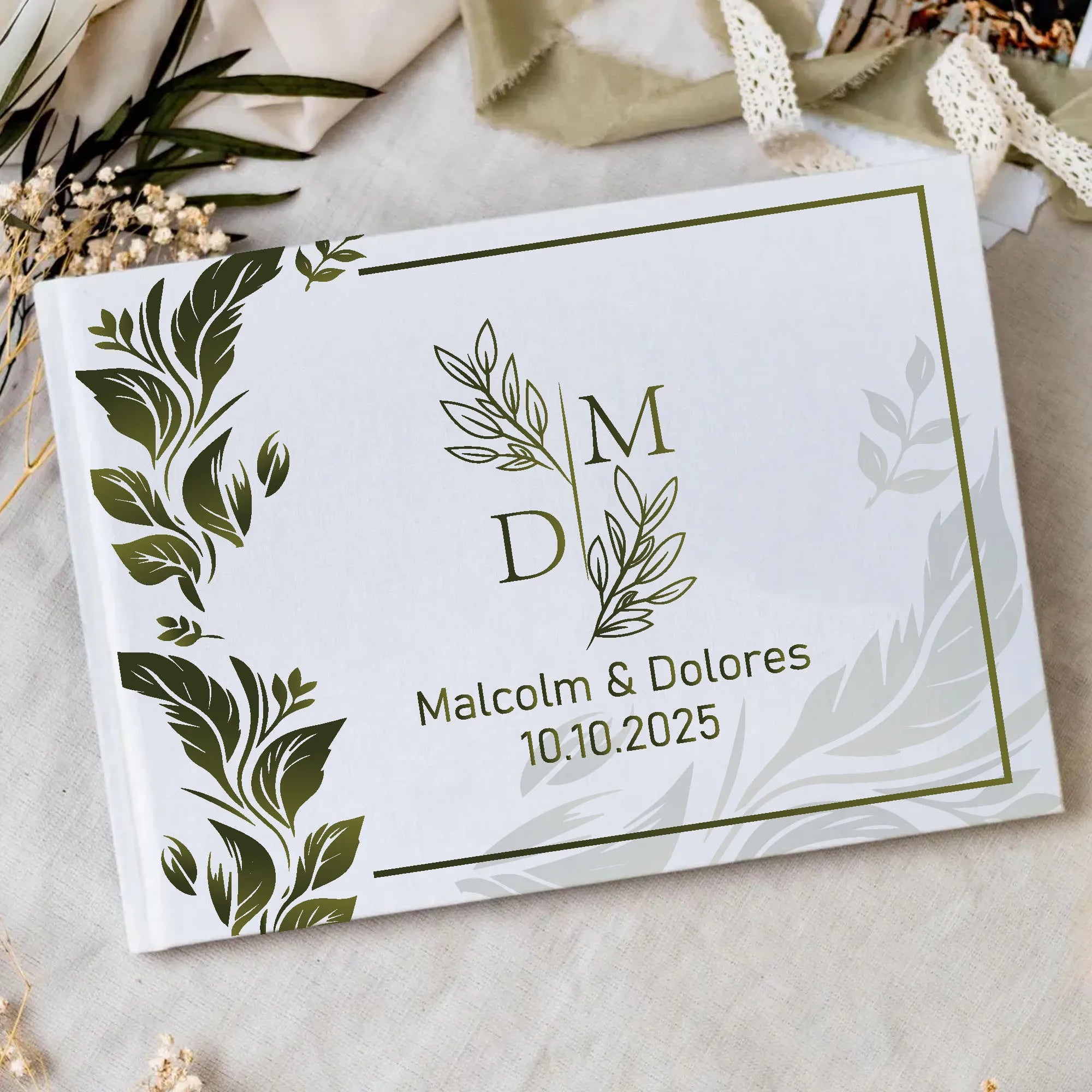 Personalized Wedding White Guest Book, Custom Elegant Mr and Mrs, Wedding Decoration, Message Book, Album Photo, Mariage Gifts