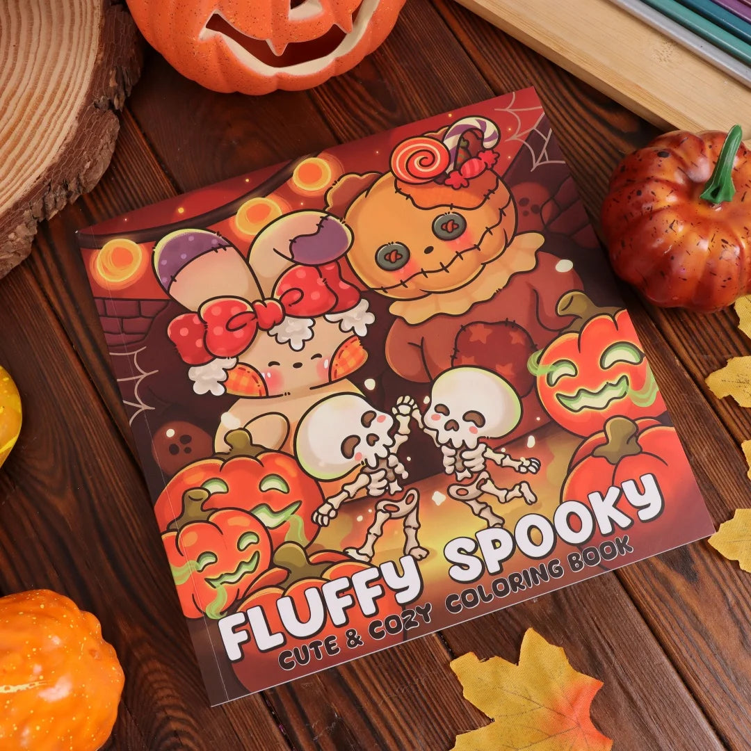 Fluffy Spooky: Cute & Cozy Coloring Book for Adults and Teens Featuring Adorable Characters in a Haunted World for Relaxation