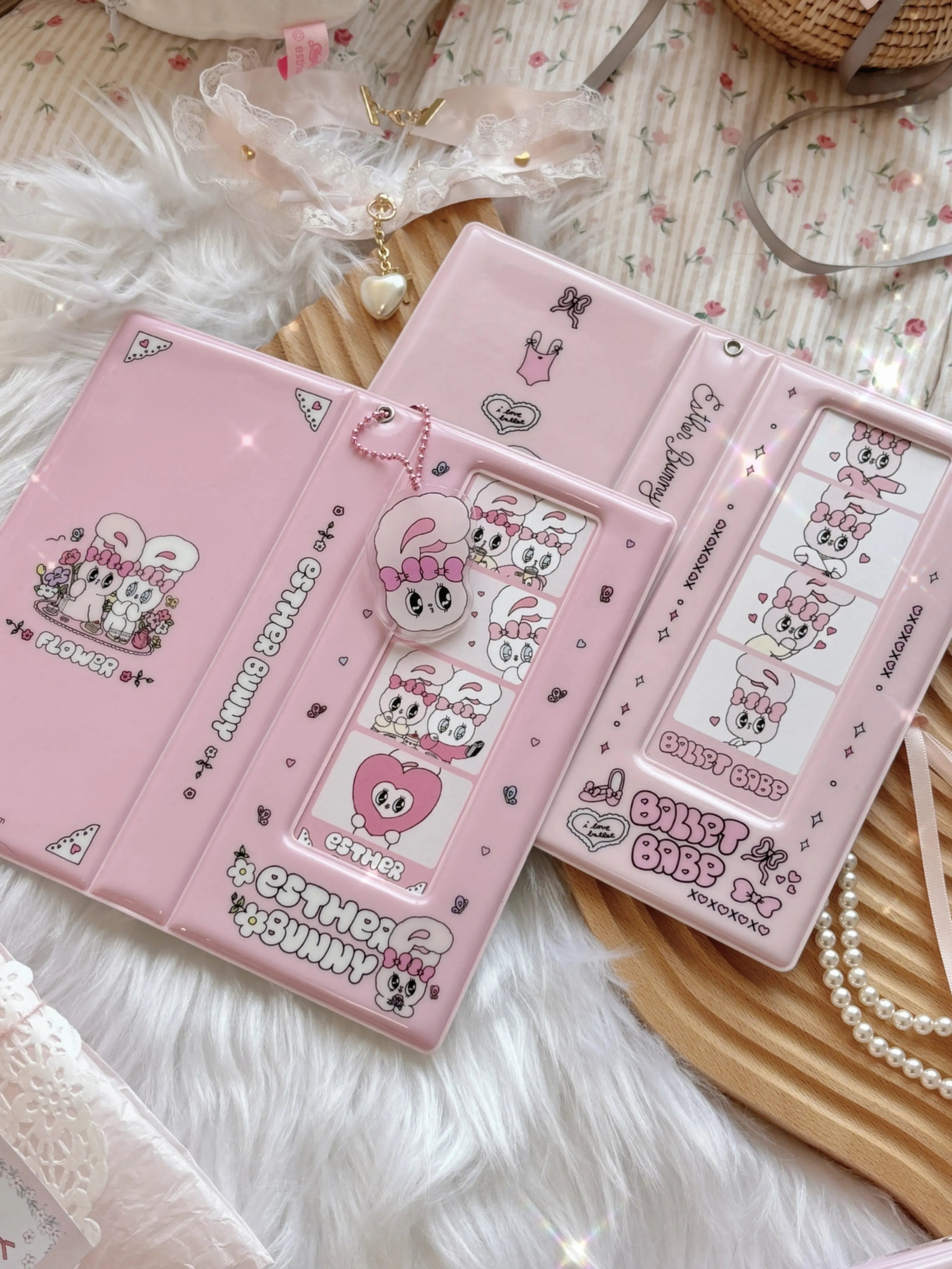 Cute Pink Photocard Holder Card Collect Book life 4 cuts Bookmarks Idol Photo Album Kpop Binder