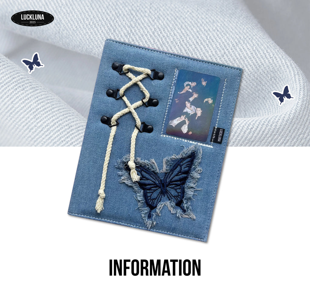 Tassel Butterfly Jeans A5 Binder Photocard Holder Kpop Kawaii Notebook Idol Photo Album 3inch Photocards Collect Book