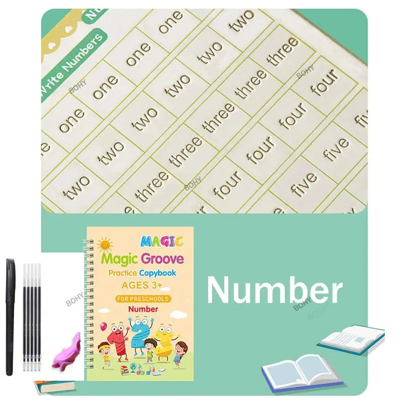 Reusable Children 3D Copybook For Calligraphy Numbers 0-10 Handwriting Copybooks Learning Math Writing Practice Book For Kids