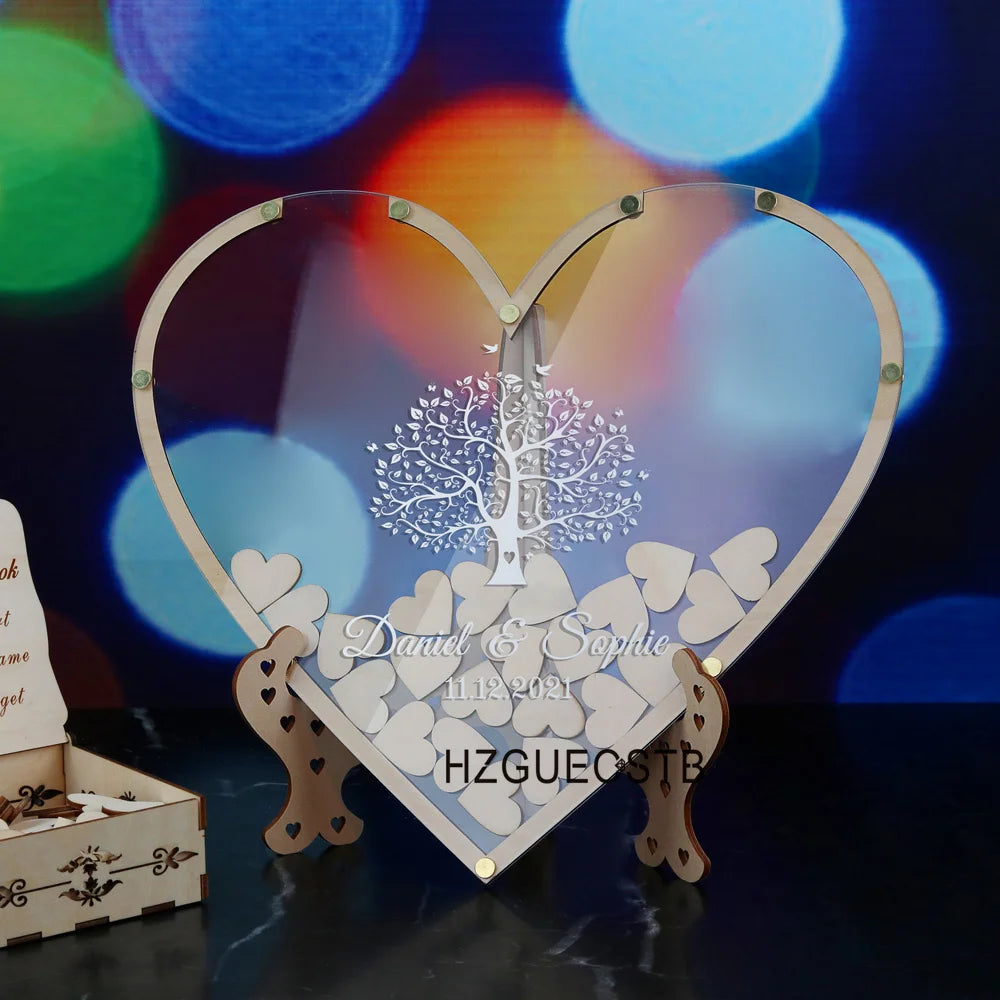Hearts Unique Wedding Mr Mrs Guest Book Decoration Memory Guest Book Drop Box Signature Acrylic Guest Book Alternative