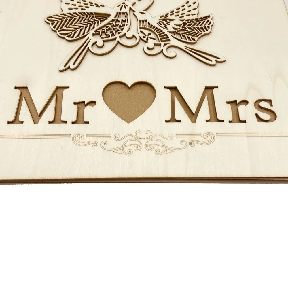 10/20/30/40 Pages Wedding Guest Book Wedding Signs Wood Wedding Signature Guest Book DIY Photo Album Party Decoration