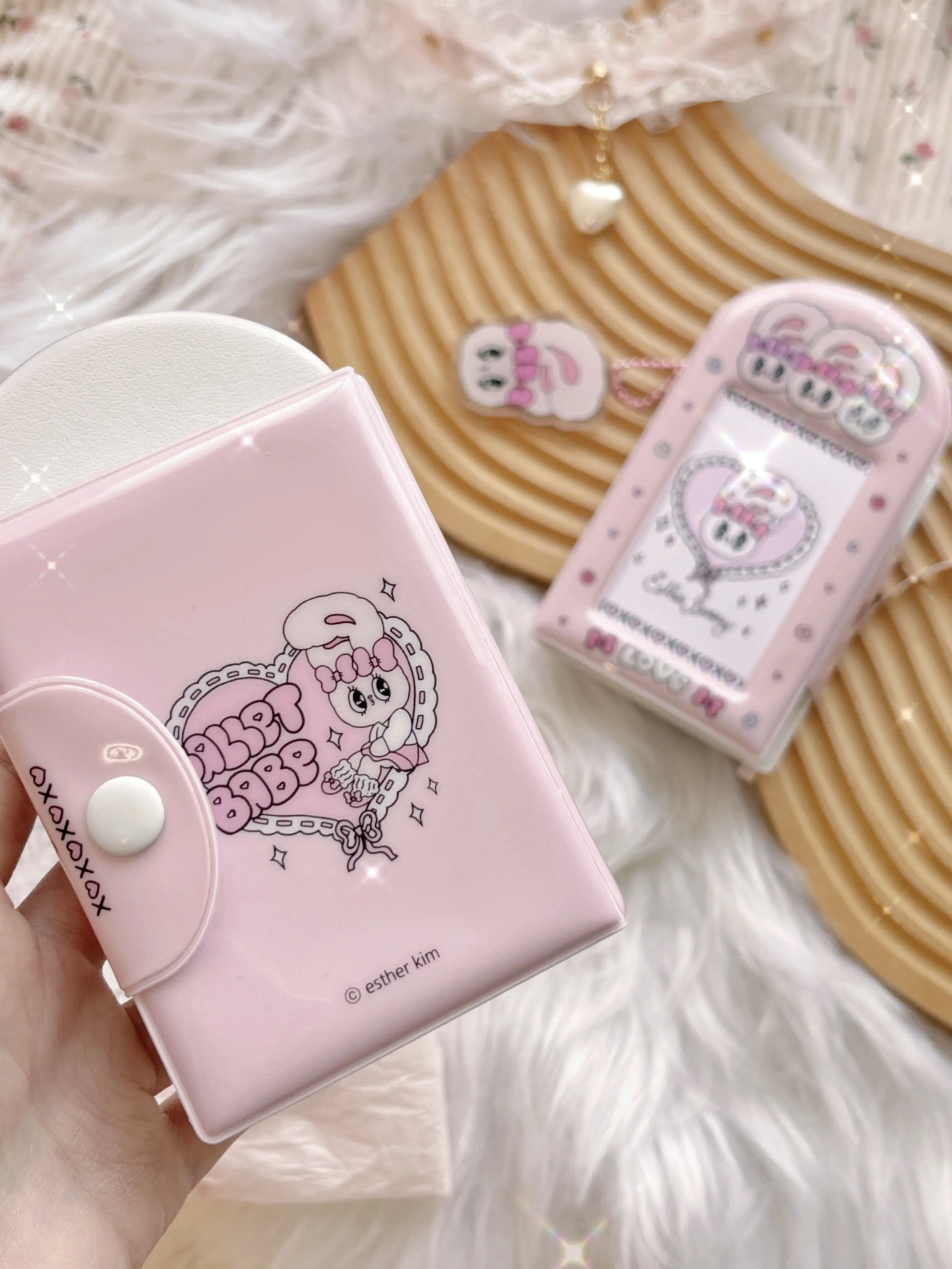 Cute Pink Photocard Holder Card Collect Book life 4 cuts Bookmarks Idol Photo Album Kpop Binder