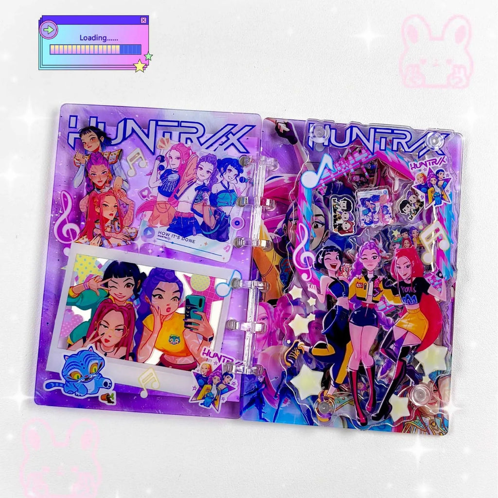 Kpop DDemon Hunter Notebook Acrylic Loose Leaf A7 Notebook Creative Rumi Mira Zoey Saja Cartoon DIY Notebook Student Stationery