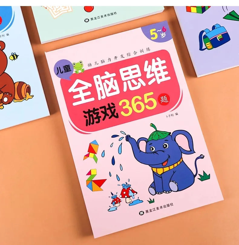 2-7 Years Mathematical Book Animals Drawing Painting Pen Control Training Kids Brain Early Education Book for Kids 365 Questions