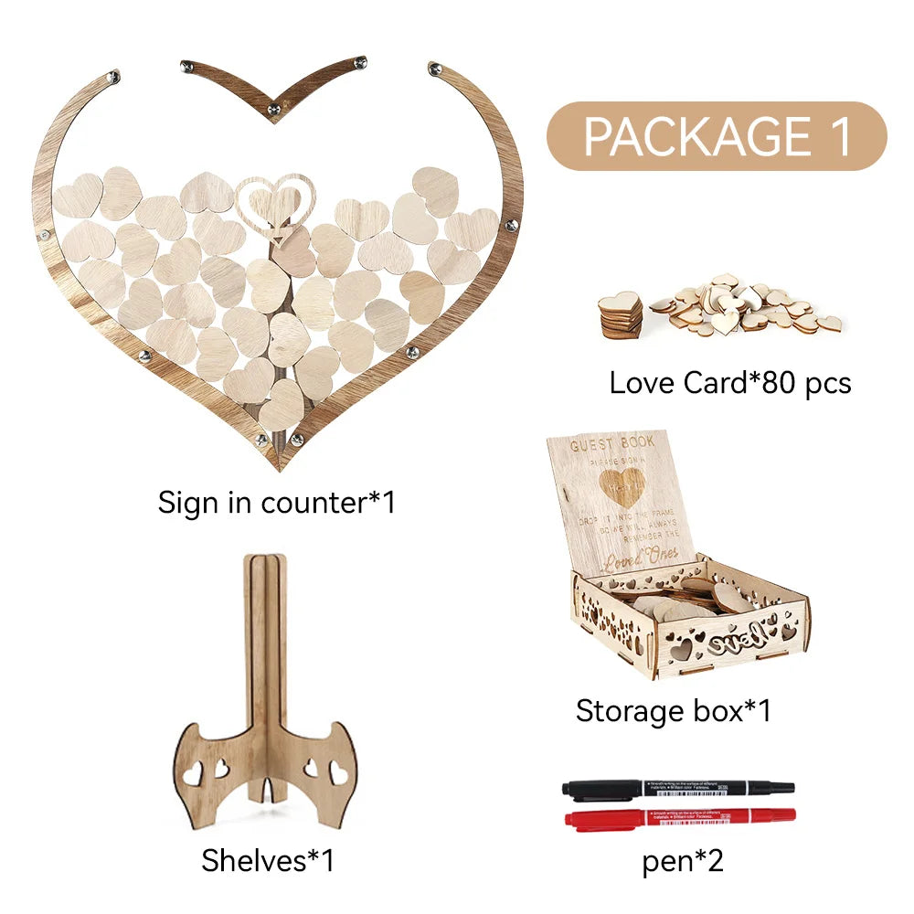 Wedding Guest Book Drop Heart-shape Guest Book Transparent Wedding Love Acrylic Guest Book Personalized Name Signature Drop Box