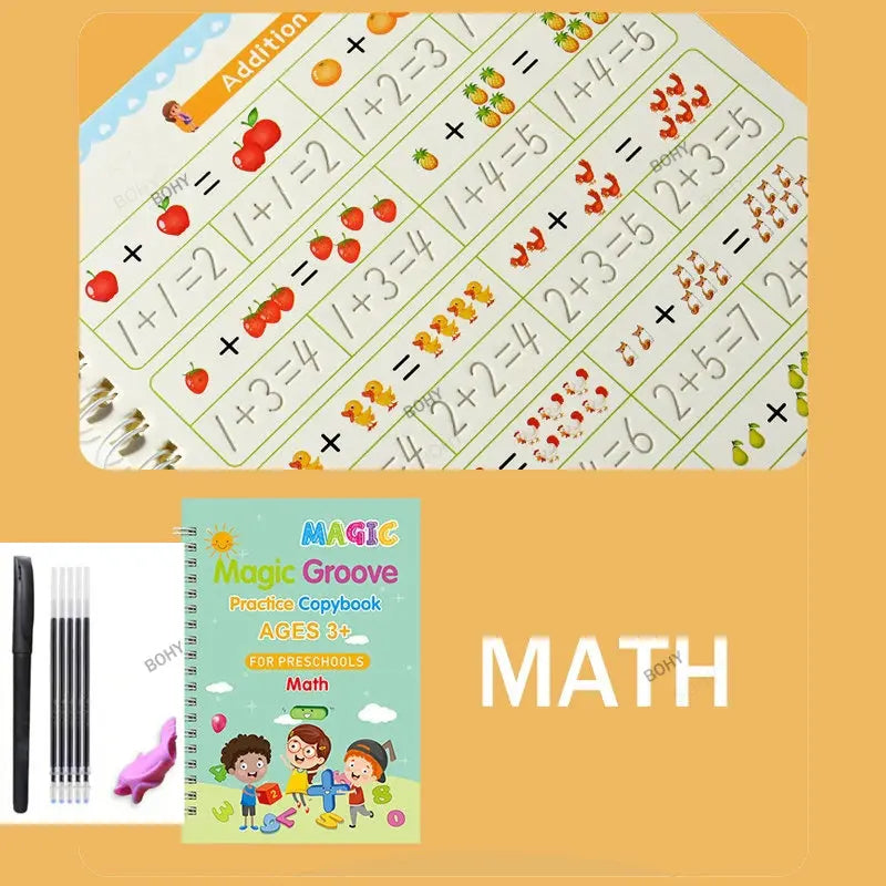 Reusable Children 3D Copybook For Calligraphy Numbers 0-10 Handwriting Copybooks Learning Math Writing Practice Book For Kids
